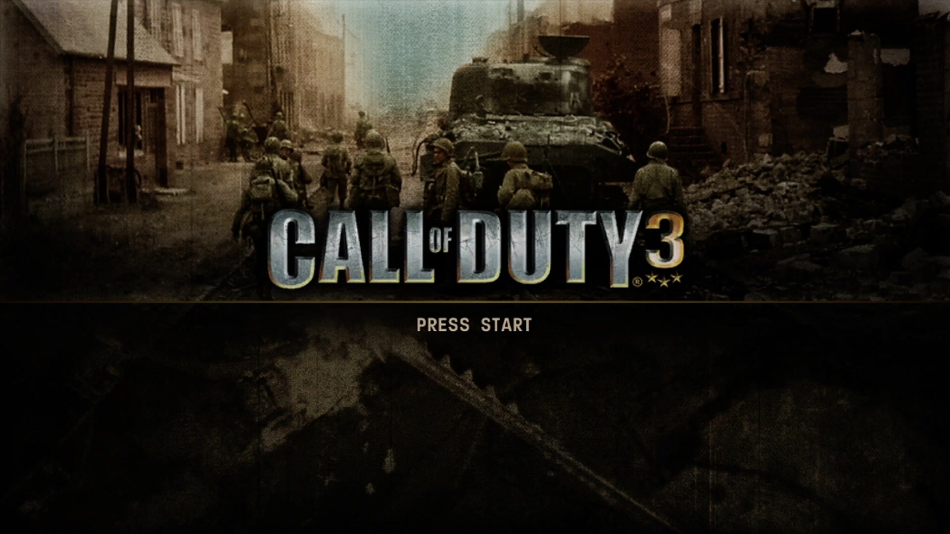 Call of Duty 3 title screen for Xbox 360